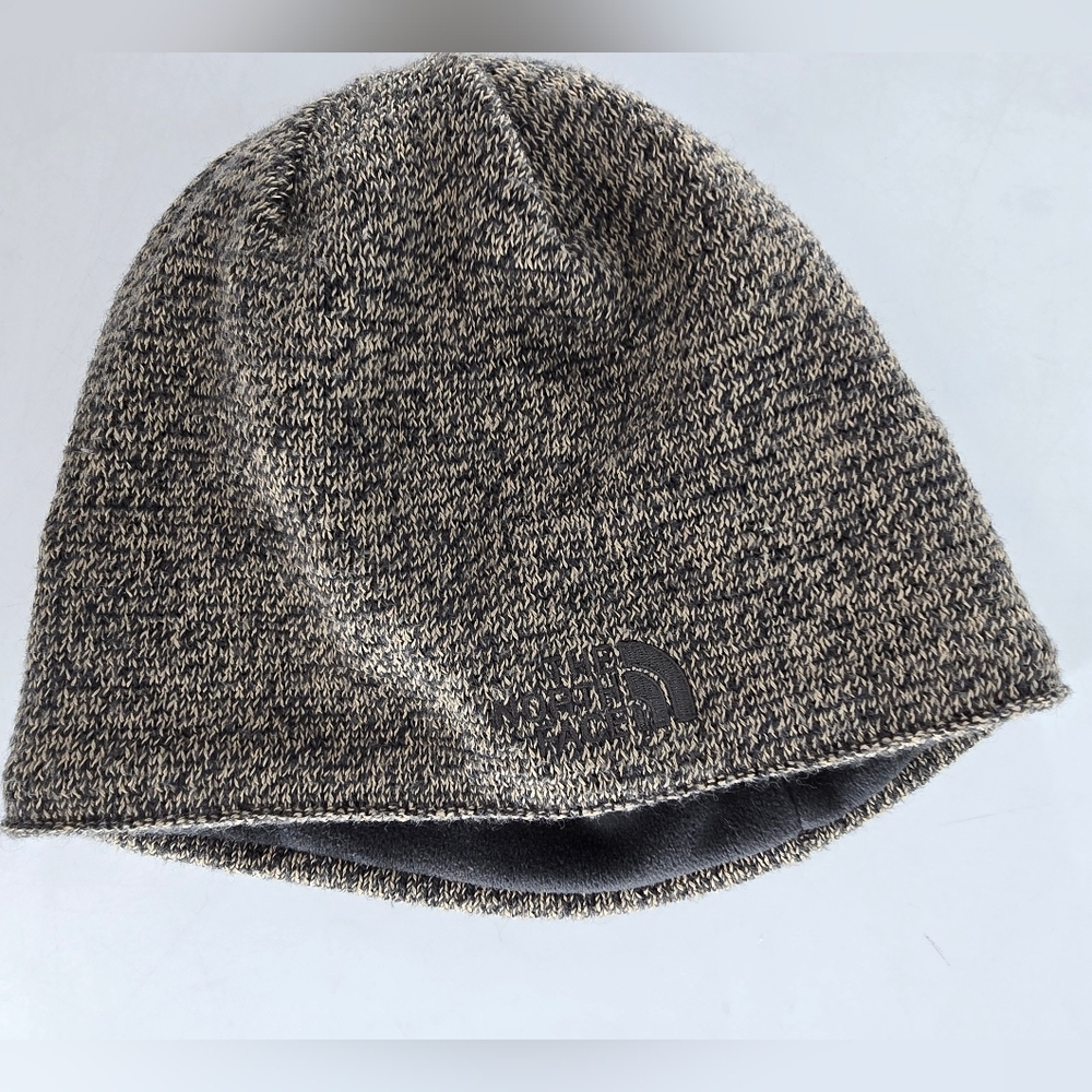 The North Face Black and Cream Knit Beanie